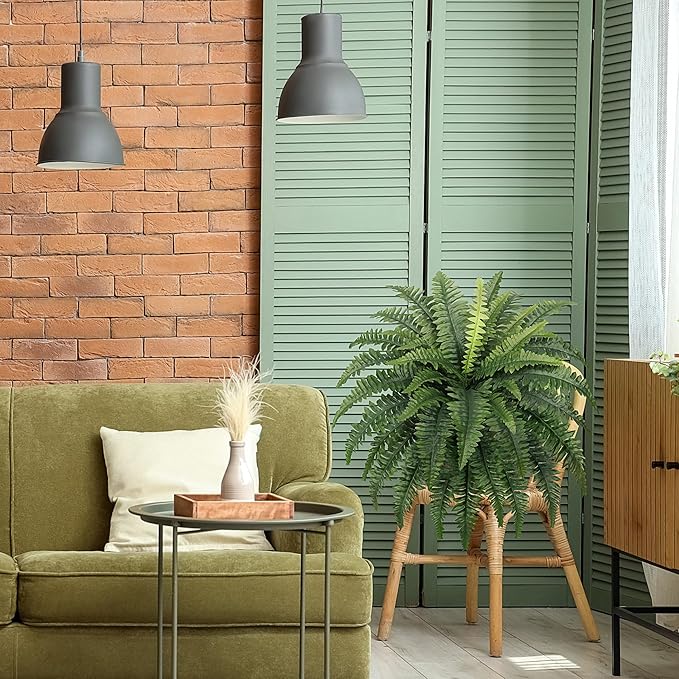 35" Ferns Artificial Bush Plants Large, 2 Artificial Boston Ferns - Image 7