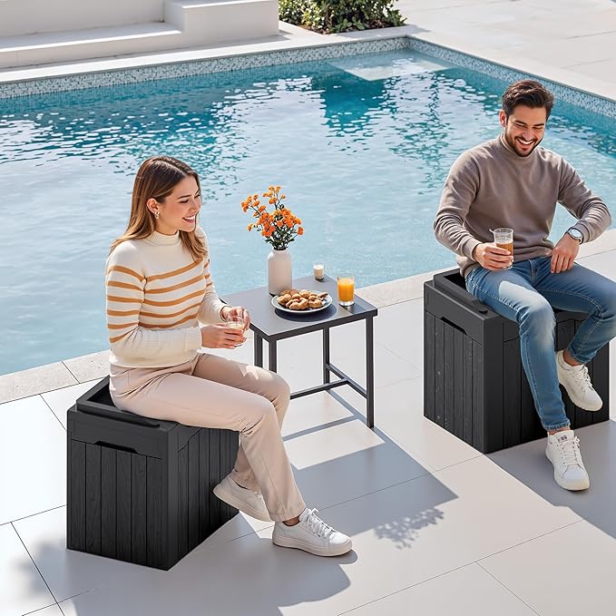 Devoko 30 Gallon Resin Deck Box 2 Pack Outdoor Indoor Waterproof Storage Box - Image 5