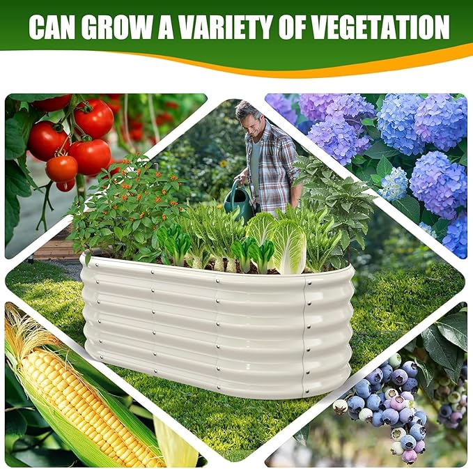 17" Tall Elevated Oval Metal Raised Garden Bed - 4ft x 2ft in Size and 0.8MM - Image 6