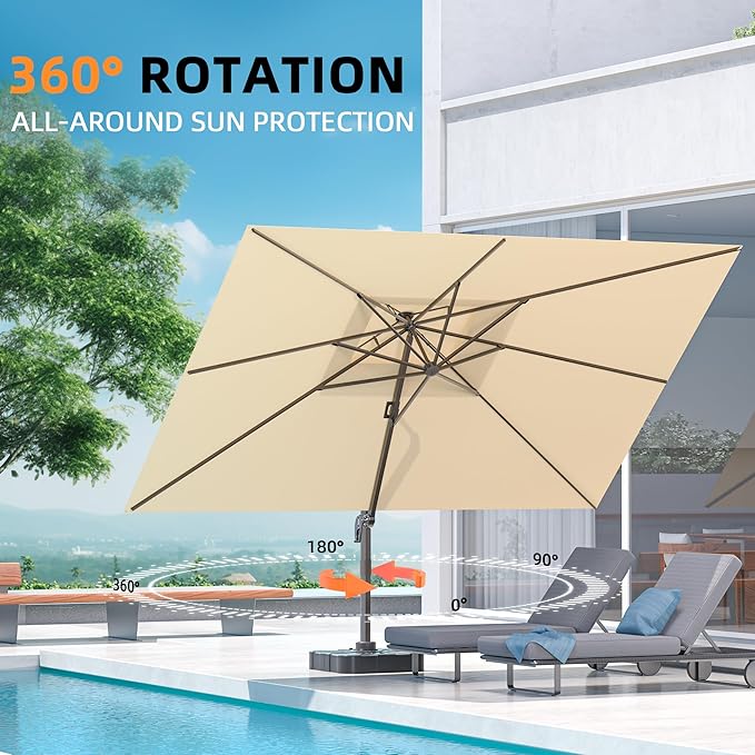 9' X 12' Cantilever Outdoor Patio Umbrellas Double Top Large Rectangle Umbrella - Image 5