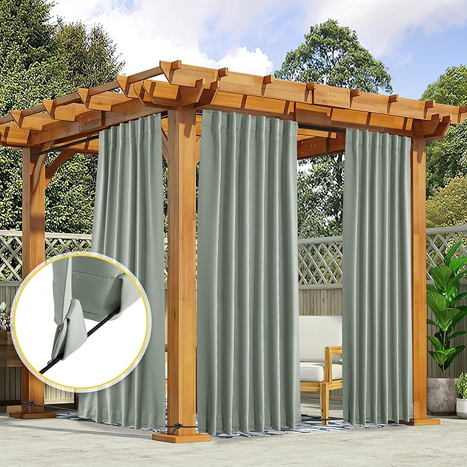NICETOWN 2 Panels Sage Green Blackout Outdoor Curtains Patio Waterproof - Image 7