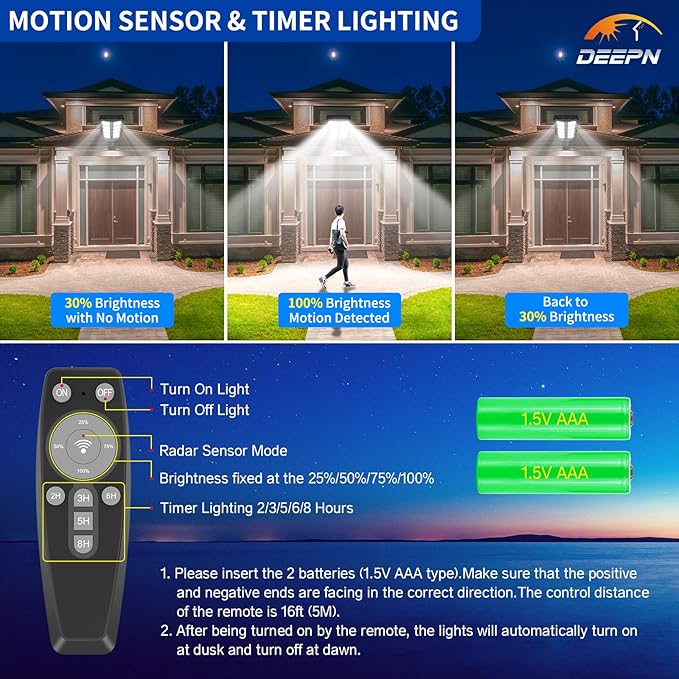 Deepn Solar Lights Outdoor, IP66 Waterproof Street Lights Outdoor, 6500K Dusk - Image 5