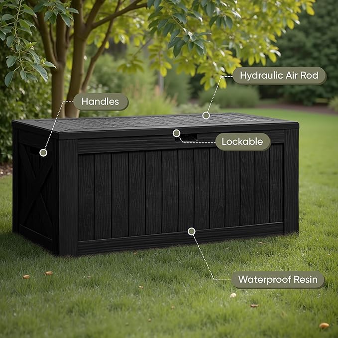 Flamaker Resin Deck Box 120 Gallon Waterproof Large Outdoor Indoor Storage Box - Image 2