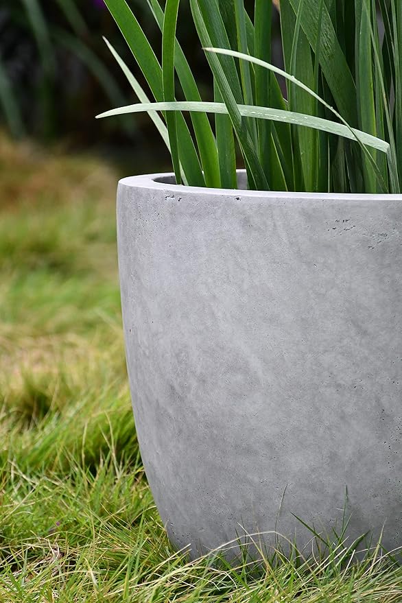 Kante 14 Inch Dia Round Concrete Planter, Indoor Outdoor Large Plant Pot - Image 21