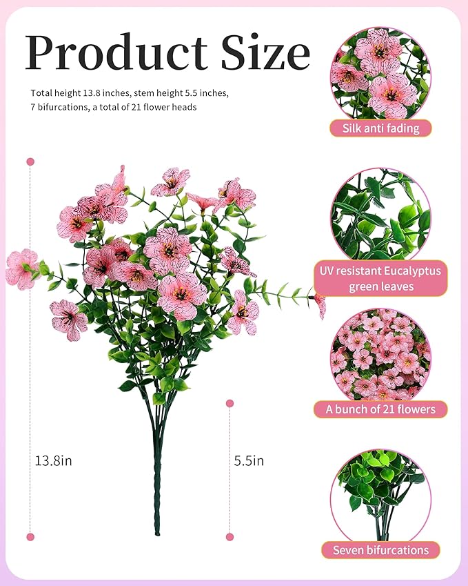 Artificial Flowers for Outdoors Faux Outside Plants Spring Summer Decorations - Image 6