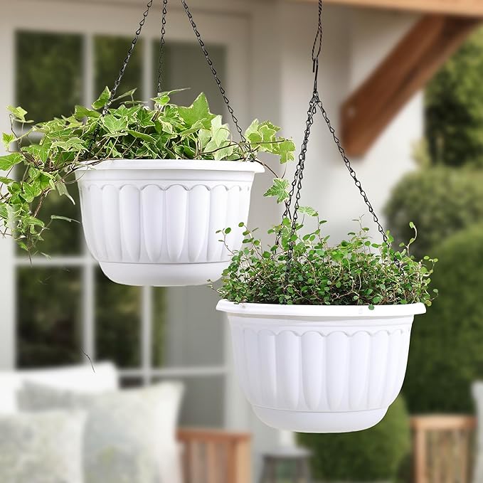 YIKUSH Planters for Outdoor Plants 2 Pack White Plant Pots - Image 8