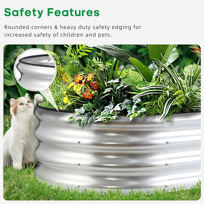 JERIA Raised Garden Bed, Galvanized Raised 4×2×1ft Planter Boxes Outdoor - Image 5