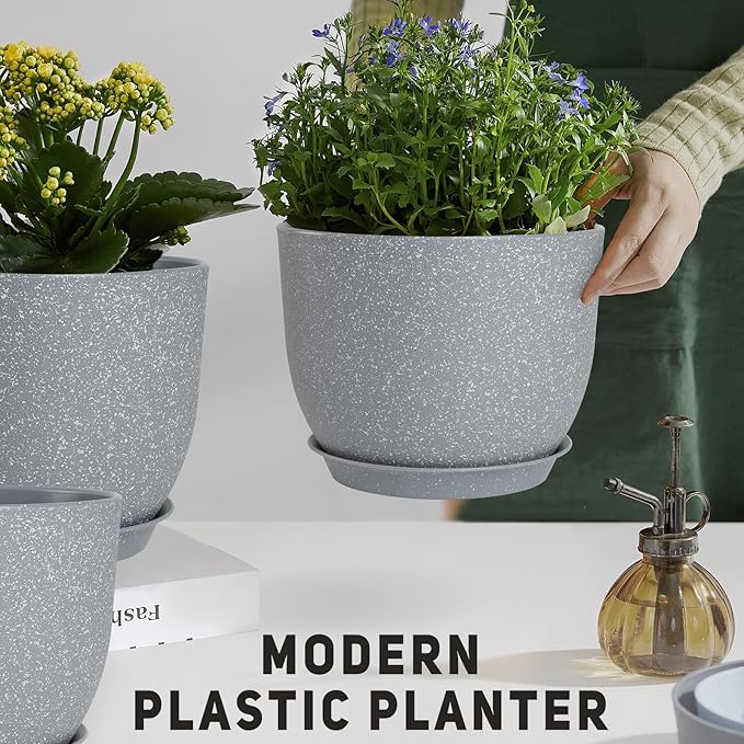 Plant Pots 12/10/9 inch Set of 3, Flower Pots - Image 6