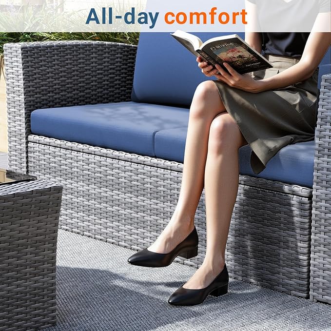 Wisteria Lane 4 Piece Patio Furniture Set, Wicker Outdoor Patio Conversation - Image 4