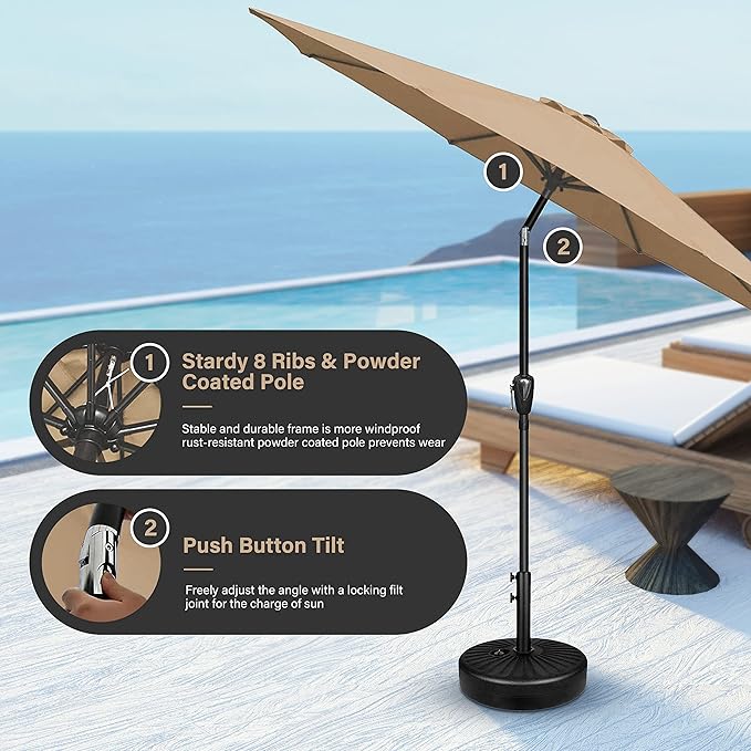 Simple Deluxe 9' Patio Umbrella Outdoor Table Market Yard Umbrella - Image 5