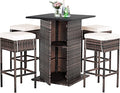 Tangkula 5 Piece Outdoor Rattan Bar Set, Patio Bar Furniture by TANGKULA