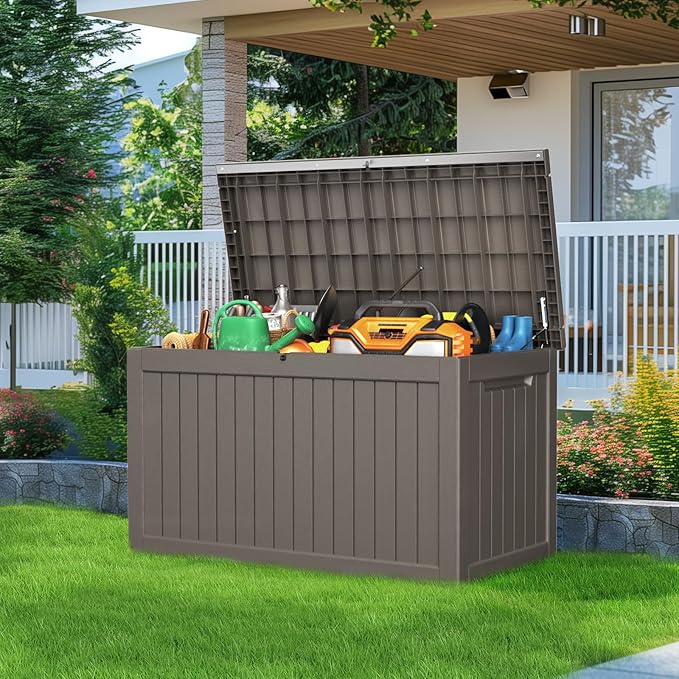 280 Gallon Resin Deck Box, Lockable Patio Outdoor Storage Box - Image 6