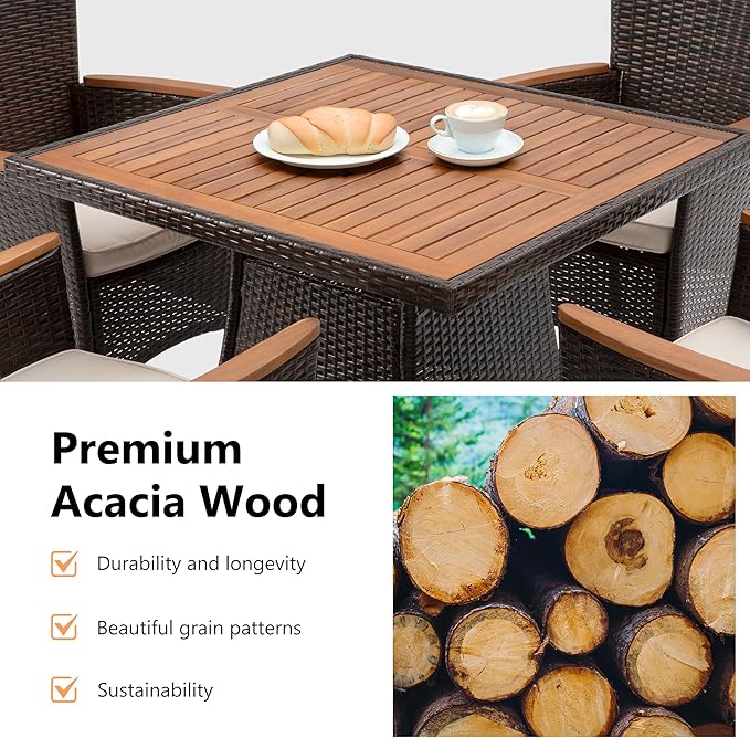 RoyalCraft 5 Piece Patio Wicker Dining Sets - Image 4