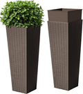 Devoko Resin Tall Planters for Outdoor Plants Set of 2, Large Taper Outdoor by DEVOKO