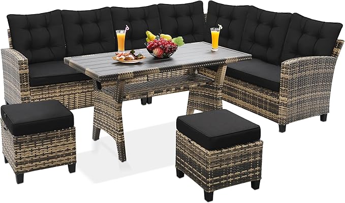 6-Piece Patio Furniture Set, Outdoor Sectional Sofa by KROFEM
