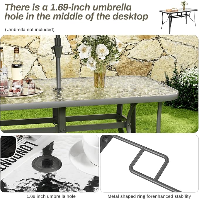 TLSUNNY Patio Outdoor Table W/ 1.69″ Umbrella Hole, Outdoor Metal Furniture - Image 5