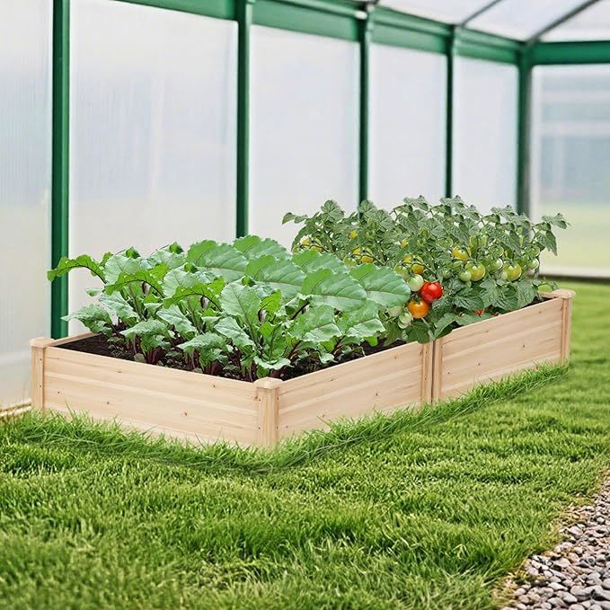 Giantex Raised Garden Bed, Wood Planter Box, Outdoor Square Garden Bed - Image 2