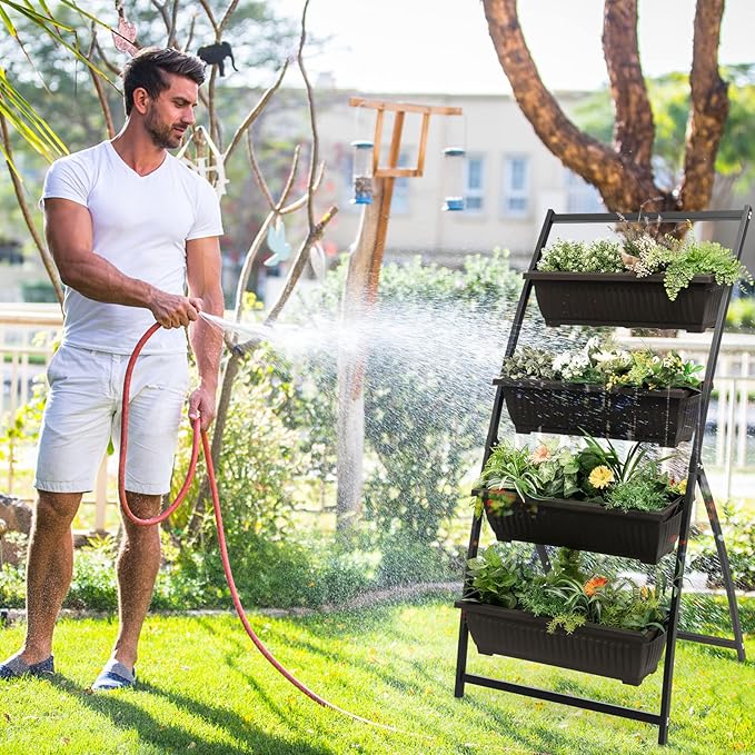 Giantex 5.2FT Vertical Raised Garden Bed, 4-Tier Elevated Planter Box w/4 - Image 3