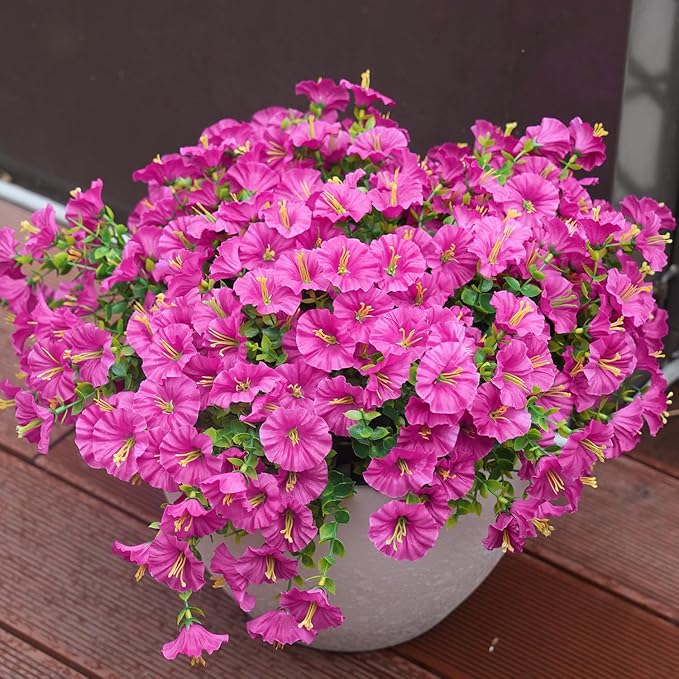 Artificial Flowers for Outdoors, UV Resistant Fake Silk Morning Glory, by maxkes