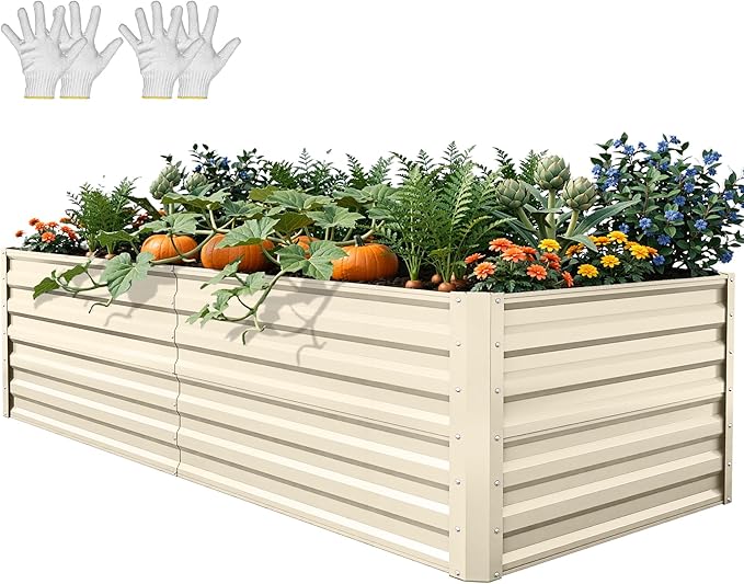 YITAHOME 6x3x2ft Large Raised Garden Bed Kit, Galvanized Metal Planter Box by YITAHOME