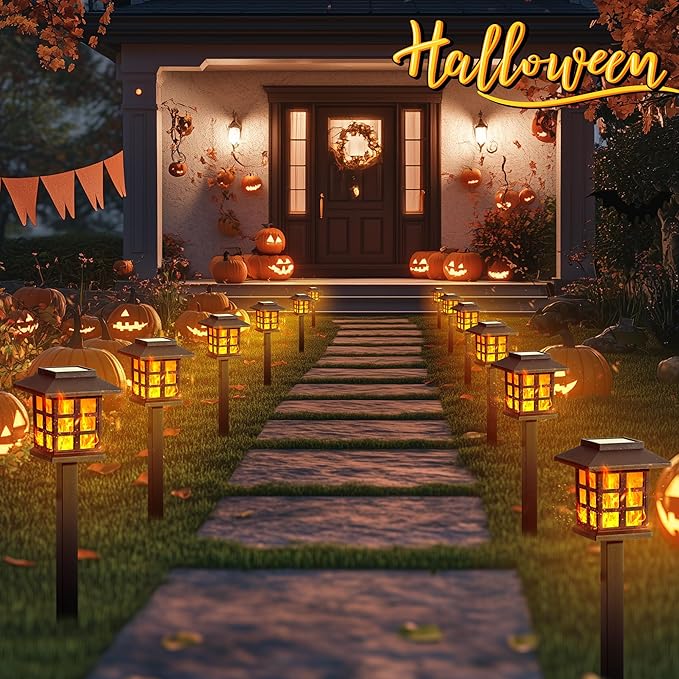 GIGALUMI Solar Lights for Outside, 10 Pack Flickering Flame LED Solar Outdoor - Image 2