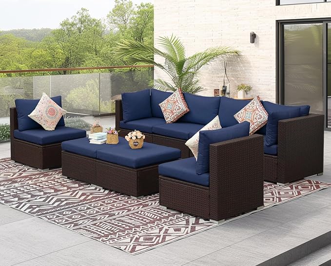 NICESOUL 8 Person Modern Deck Furniture Set, 29.3'' High Back Comfy Outdoor - Image 2