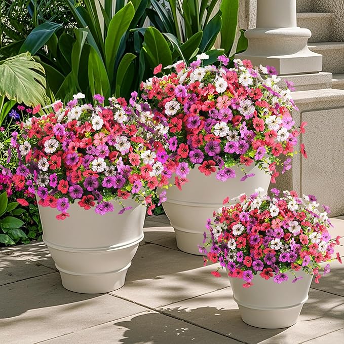 Artificial Flowers Faux Plants Outdoor Fake Flowers Spring Decor, 12 Bundles - Image 2