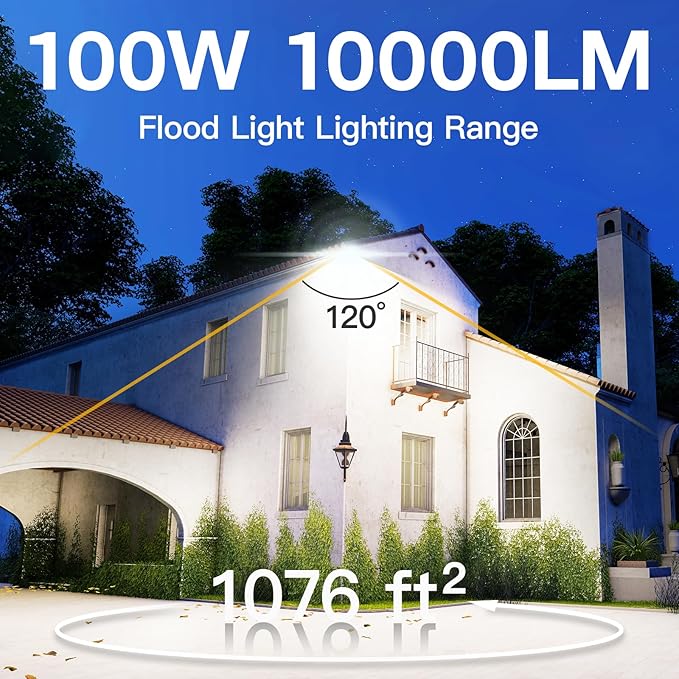2 Pack LED Flood Lights Outdoor, 100W 10000LM Super Bright Floodlight Outside - Image 2