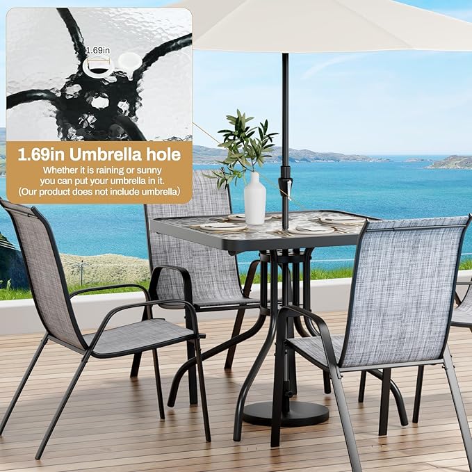 Arlopu 5 Piece Outdoor Patio Dining Set, Porch Furniture - Image 6