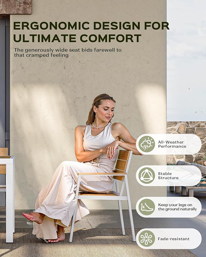 5-Piece Outdoor Dining Set, Aluminum Dining Table Set - Image 3