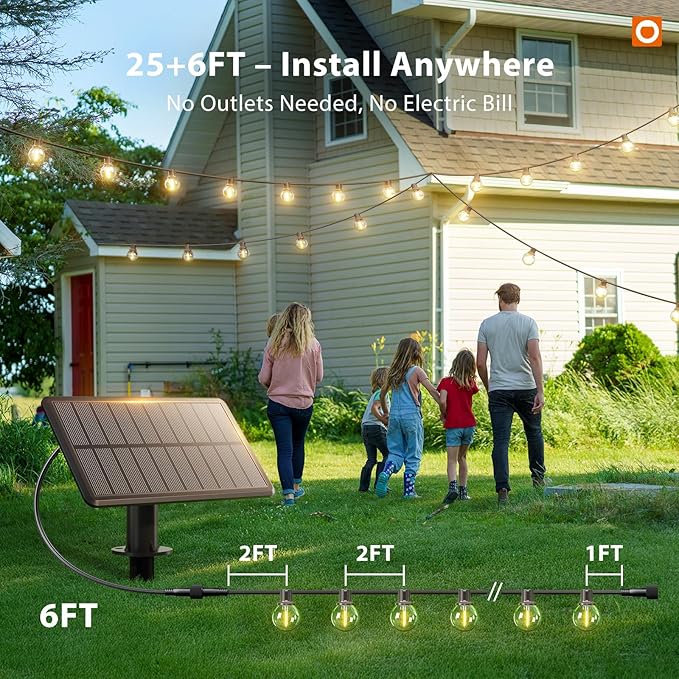 addlon 25FT Solar Powered Outdoor String Lights Waterproof - Image 7