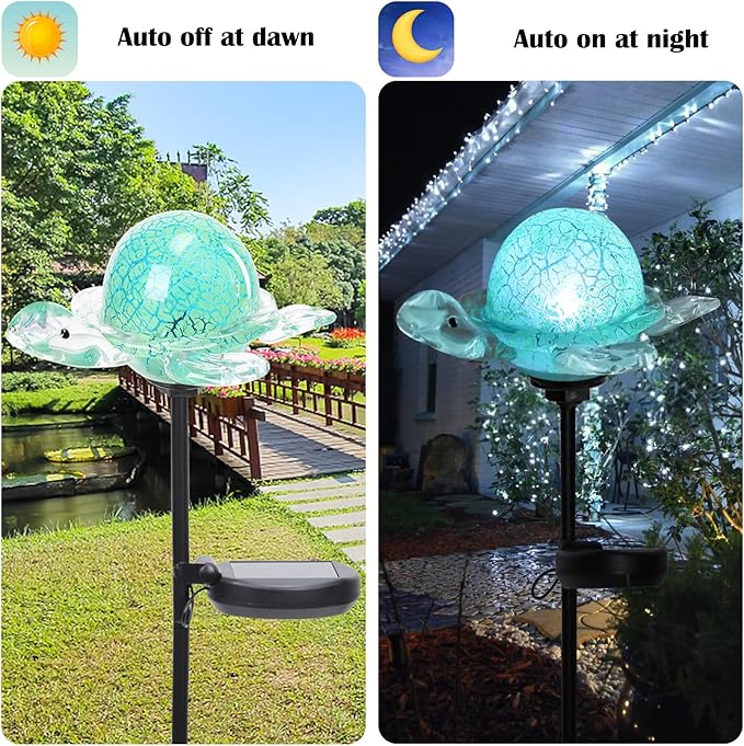 Afirst Decorative Solar Lights Outdoor Solar Turtle Stake Lights Hand Blown - Image 4