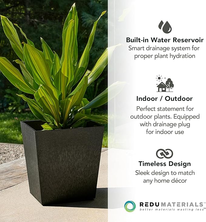 Tierra Verde 2-Pack Indoor & Outdoor Self-Watering Square Planters - Image 6