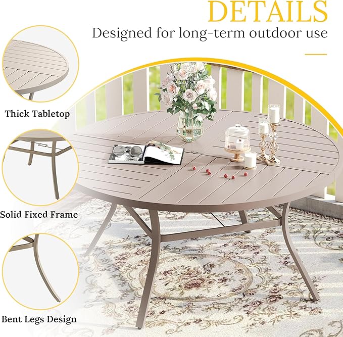 VICLLAX Round Patio Table with Adjustable Umbrella Hole - Image 4