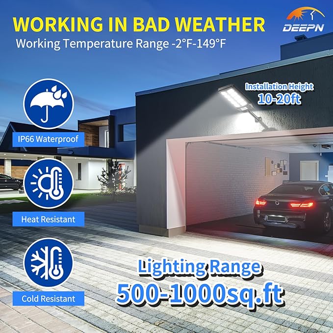 Solar Lights Outdoor, IP66 Waterproof Street Lights Outdoor, 6500K Dusk to Dawn - Image 3