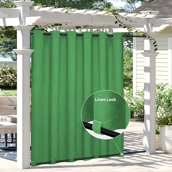 Easy-Going Linen Look Outdoor Curtains Waterproof Windproof Porch Curtains by Easy-Going
