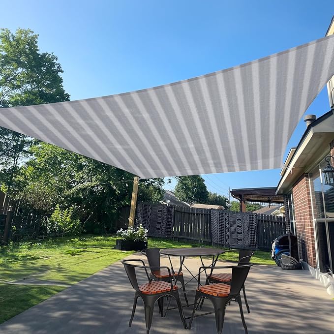 SUNLAX Sun Shade Sail 8' x 12' Grey&White Rectangle Canopy Sail Shade Cover UV by SUNLAX