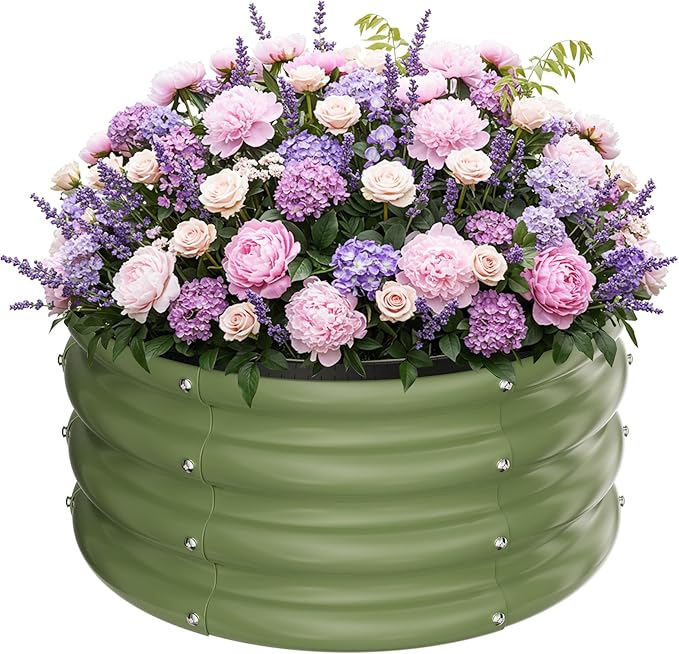 ZXZYHFTY Round Galvanized Raised Garden Bed kit, Round Large Metal Raised by ZXZYHFTY