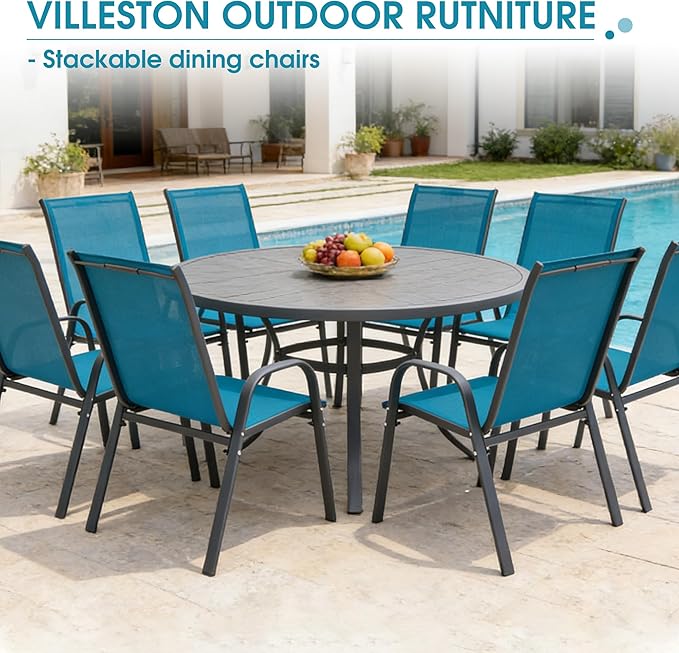 Outdoor Stackable Chairs Set of 8, Stacking Patio Chairs - Image 7