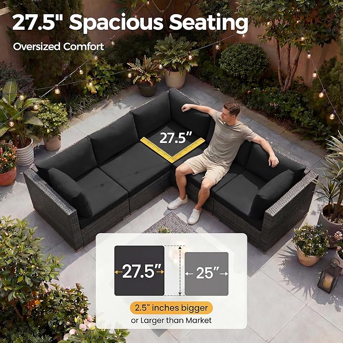 NICESOUL 6 Piece Modern L-Shaped Outdoor Sectional - Image 7