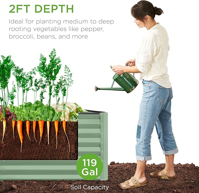 Best Choice Products 4x2x2ft Outdoor Metal Raised Garden Bed, Deep Root Box - Image 4