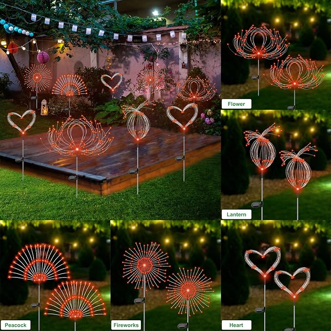 Solar Garden Lights Outdoor Waterproof, 2 Pack 120 LED Solar Firework Lights - Image 4