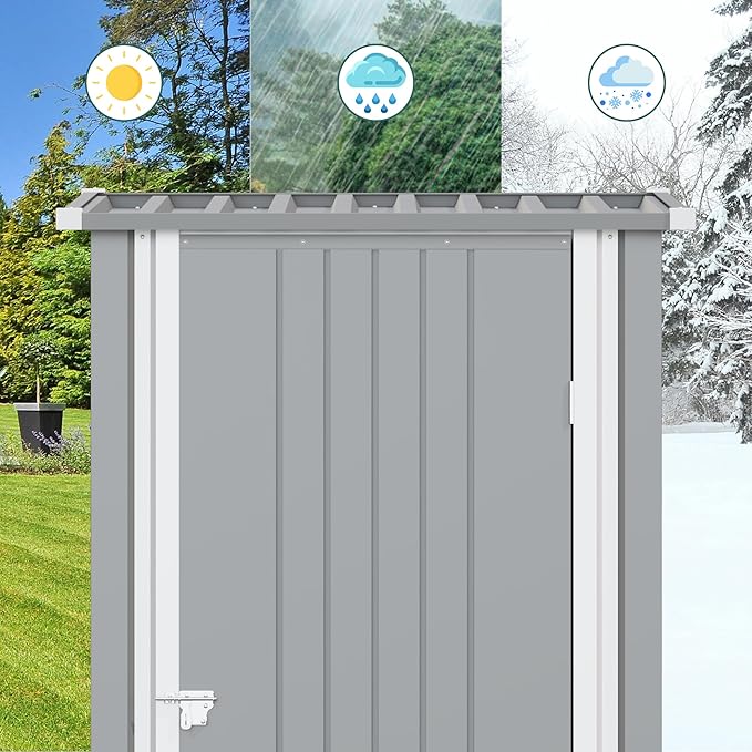 Greesum 3x3FT Outdoor Storage Shed, Small Metal Storaged Sheds - Image 5