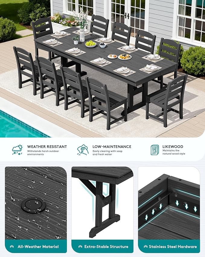 SERWALL 11 Piece Outdoor Dining Set - Image 4