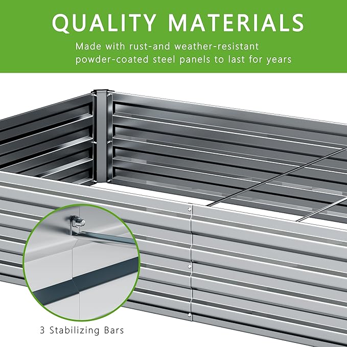 12x4x1FT Galvanized Raised Garden Bed Kit, Vegetable Boxes-Rectangle Metal - Image 4