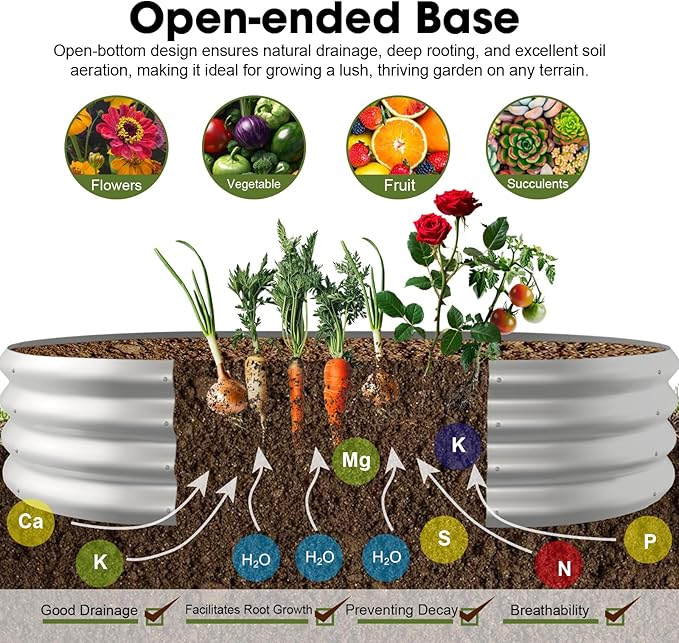5x3x1ft Oval Galvanized Raised Garden Bed Outdoor 9-in-1 Large Metal Modular - Image 3