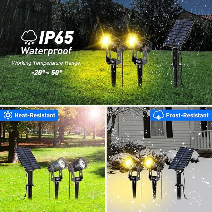 T-SUN Solar Spotlights Outdoor Waterproof, 2-in-1 Solar Landscape Spotlights - Image 6