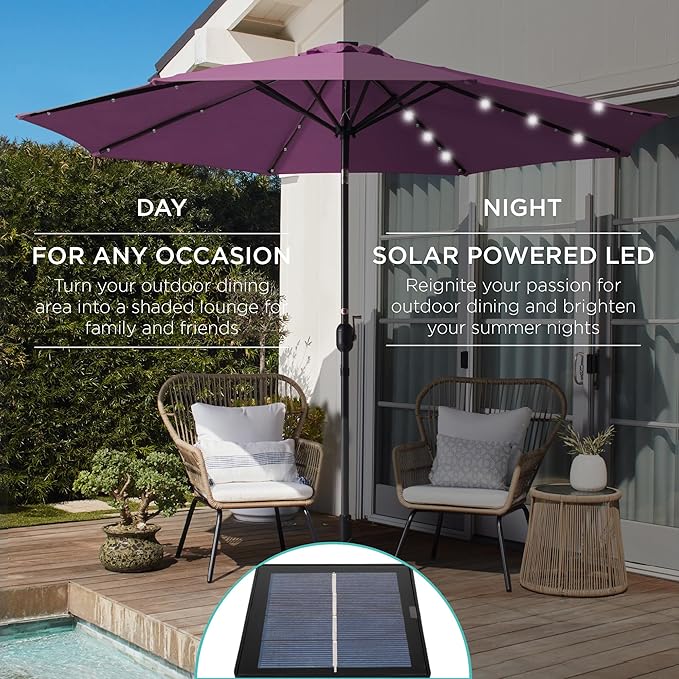 Best Choice Products 10ft Solar Polyester LED Lighted Patio Umbrella w/Tilt - Image 3