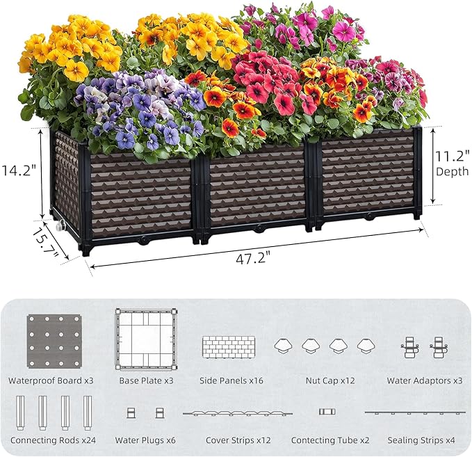 Large Planters for Outdoor Plants 14" Tall Planter Box, Raised Beds for - Image 5