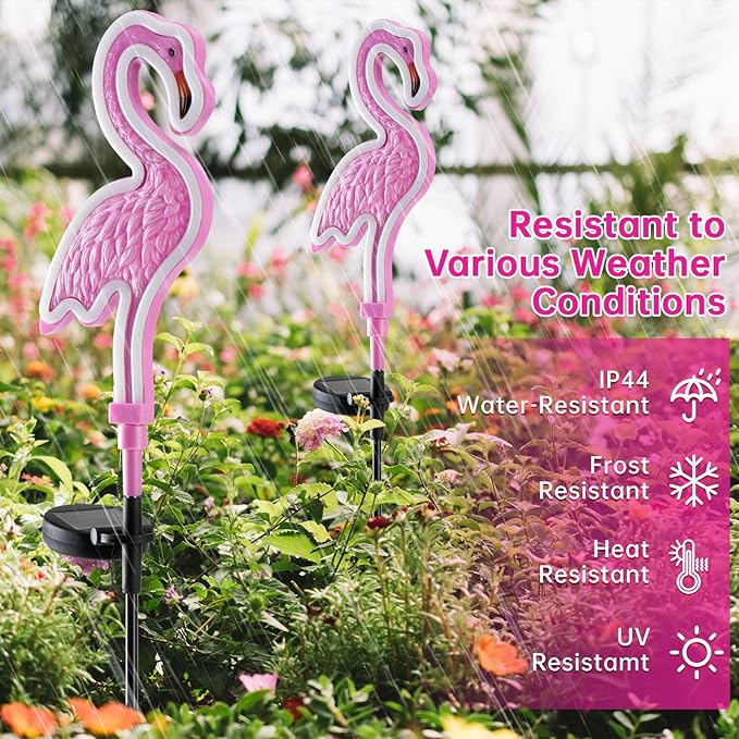 Flamingo Solar Lights Outdoor Decor, Solar Pink Flamingos Outdoor - Image 4